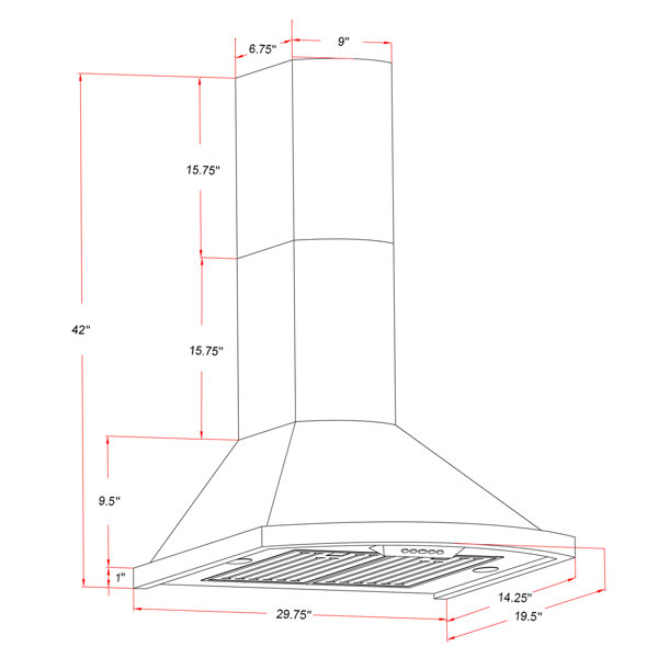 AKDY 30'' 343 CFM Convertible Wall Mount Range Hood in Black Wayfair
